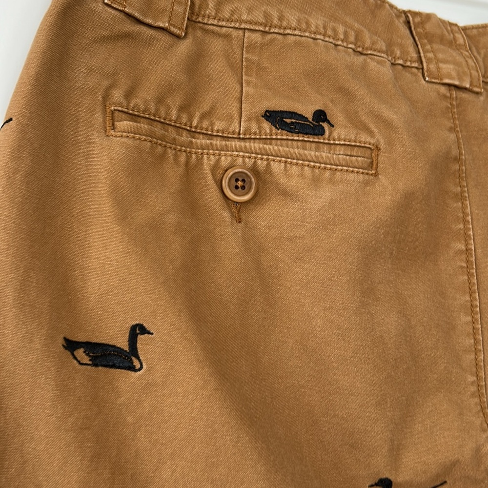 L.L. Bean Cognac Brown Chinos Pants w Ducks Embroidery Size 35 34 RARE FIND! - Picture 11 of 13